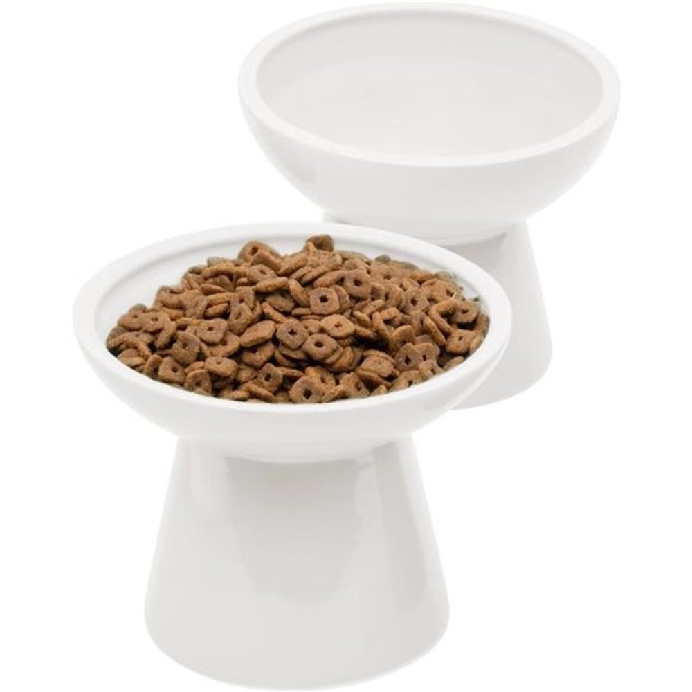 2 Extra Wide Raised Cat Food Bowl, Elevated Cat Bowls Anti-Vomiting Cat Feeder